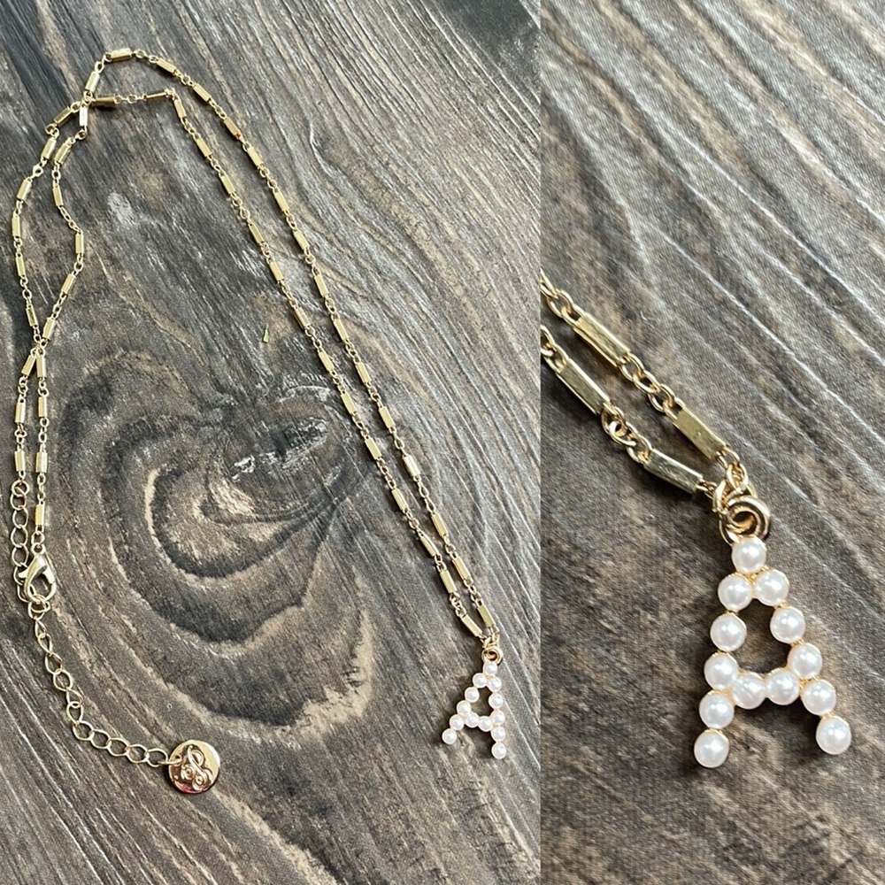 Initial A pearl & gold necklace